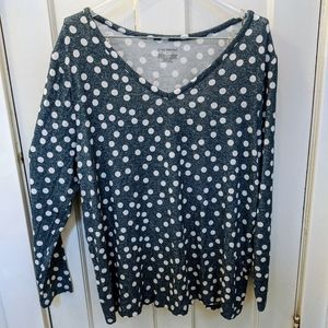 Lane Bryant Blue and White Polka Dot Blouse 18/20